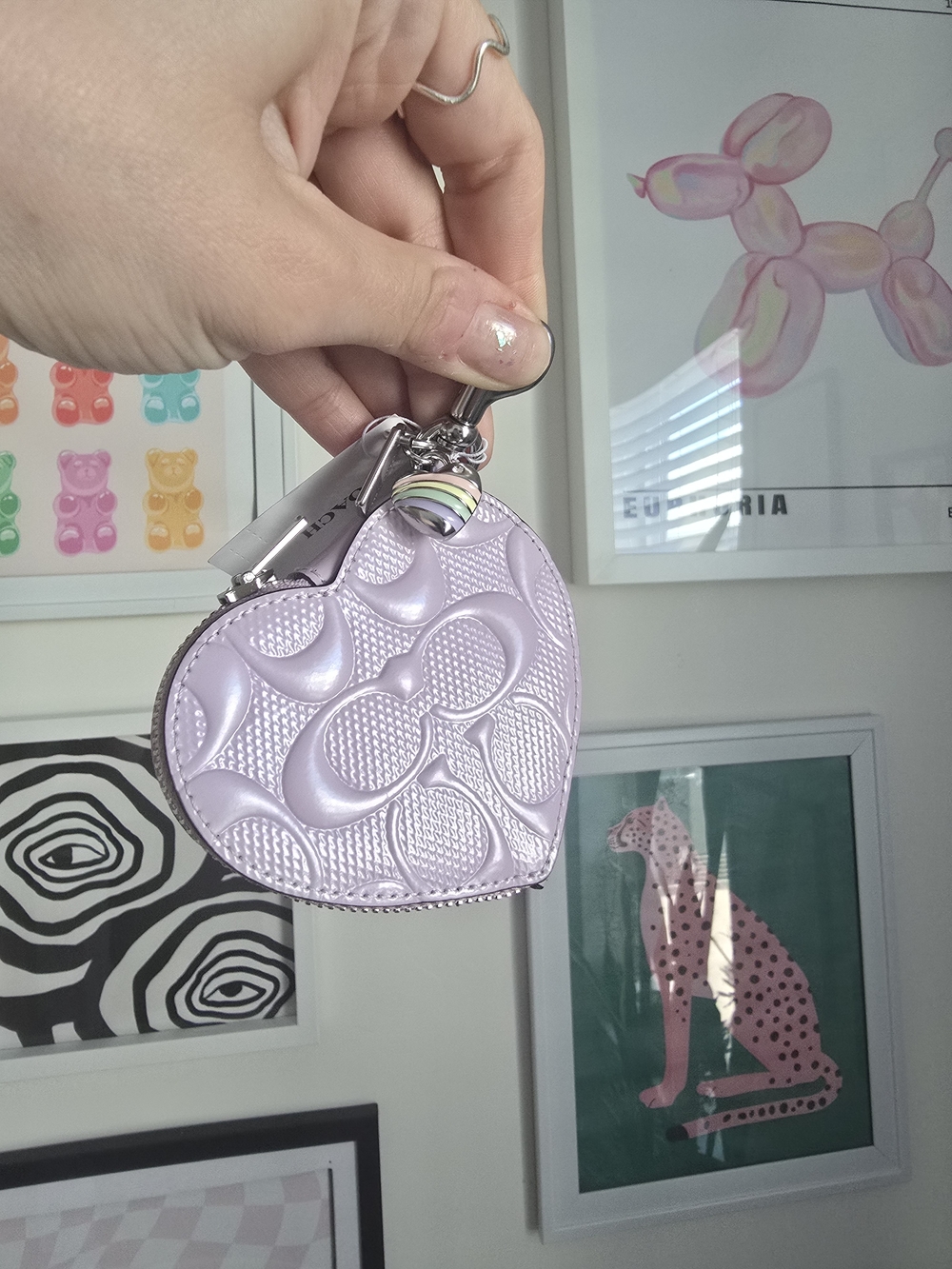 Authentic Coach Heart Charm Signature Leather W Heart Charm - Purple